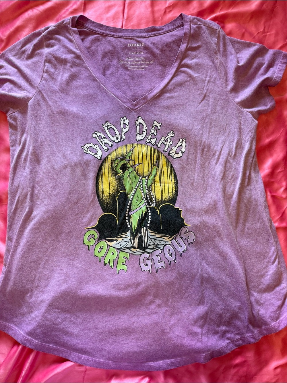 TORRID Purple 'Gore Geous' Graphic V‑Neck Tee Zombie Halloween Tee